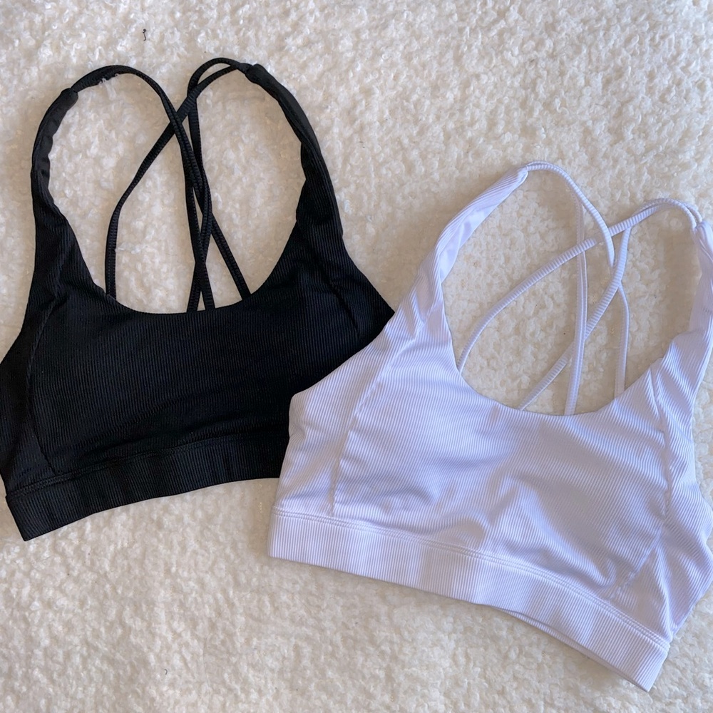 Set of 2 Ribbed Backless Sport Bras